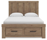 Oliandon Light Brown Panel Storage Bed. Dresser, Mirror Bedroom Set view 3