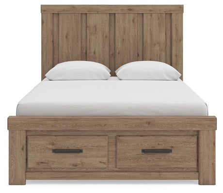 Oliandon Light Brown Queen Panel Storage Bed view 8