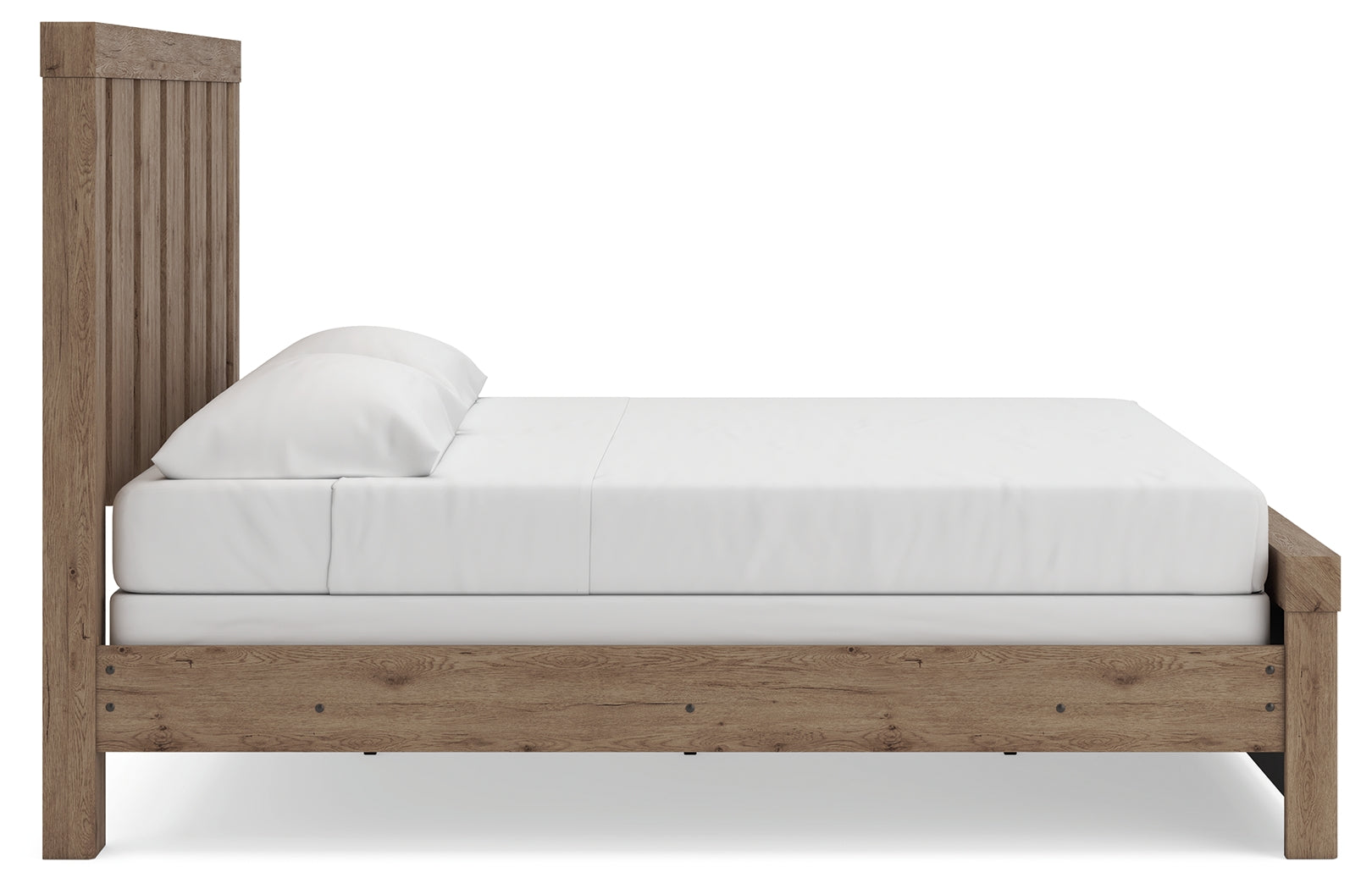 Side close-up of panel bed frame