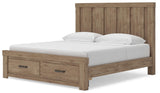 Oliandon Light Brown King Panel Storage Bed angled view