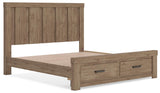 Oliandon Light Brown King Panel Storage Bed angled view