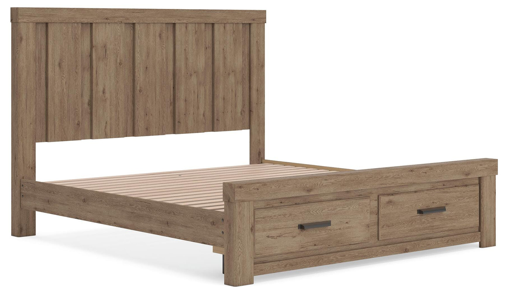 Oliandon Light Brown King Panel Storage Bed angled view