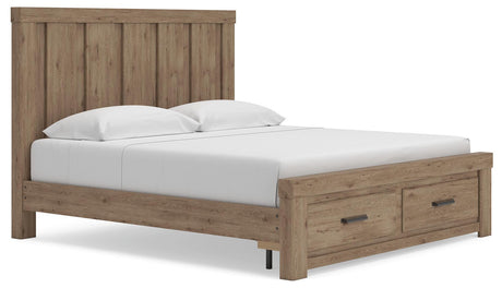 Oliandon Light Brown Panel Storage Bedroom Set angled view