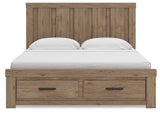 Oliandon Light Brown King Panel Storage Bed view 7