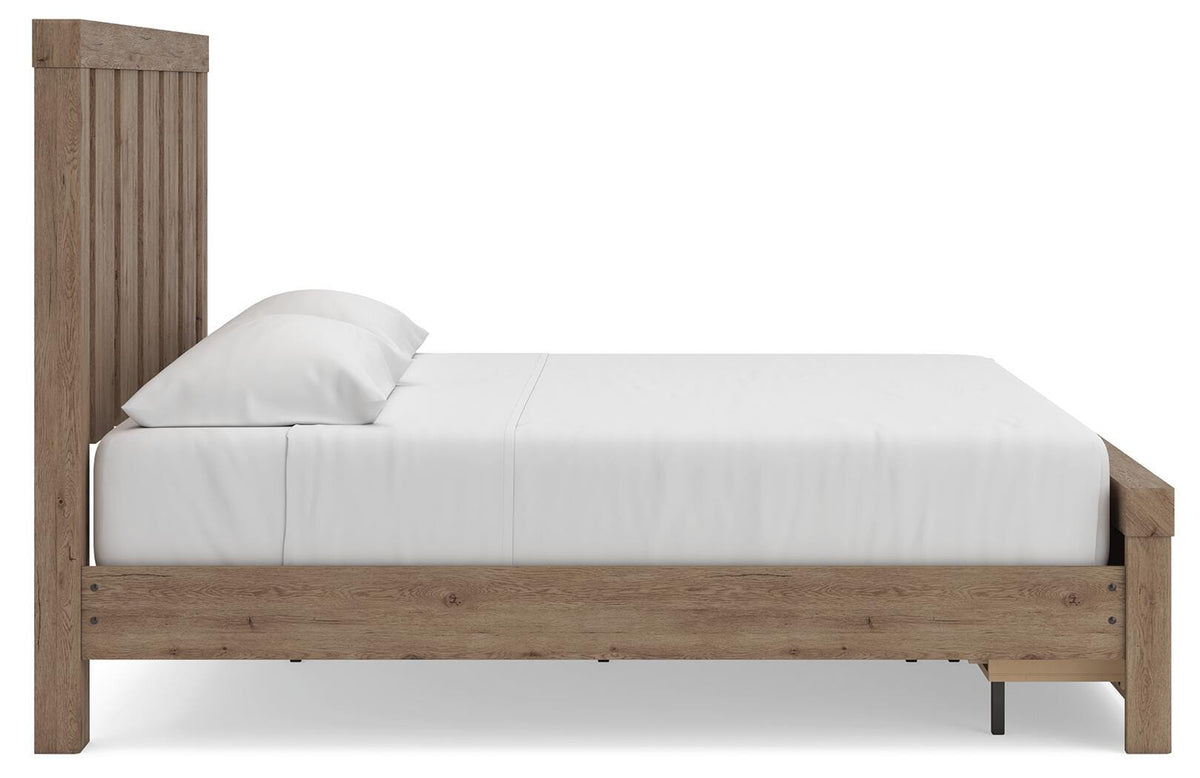 Oliandon Light Brown King Panel Storage Bed view 9