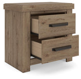 Oliandon Light Brown Panel Storage Bedroom Set angled view