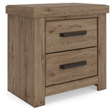 Side angle of Oliandon Light Brown Nightstand showing profile