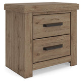 Oliandon Light Brown Panel Bed. Dresser, Mirror Bedroom Set angled view