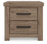 Head-on view of Oliandon Nightstand top and drawers