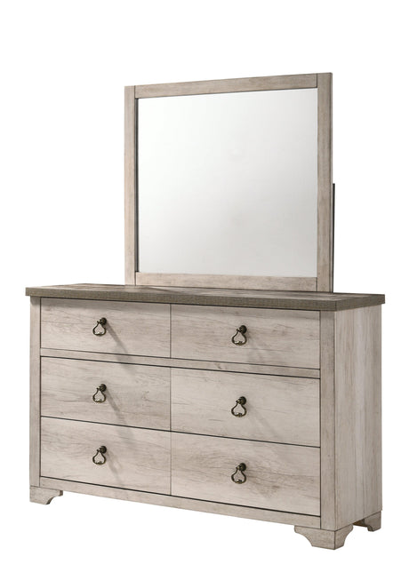 Side angle of Patterson Pine dresser with center glide drawers