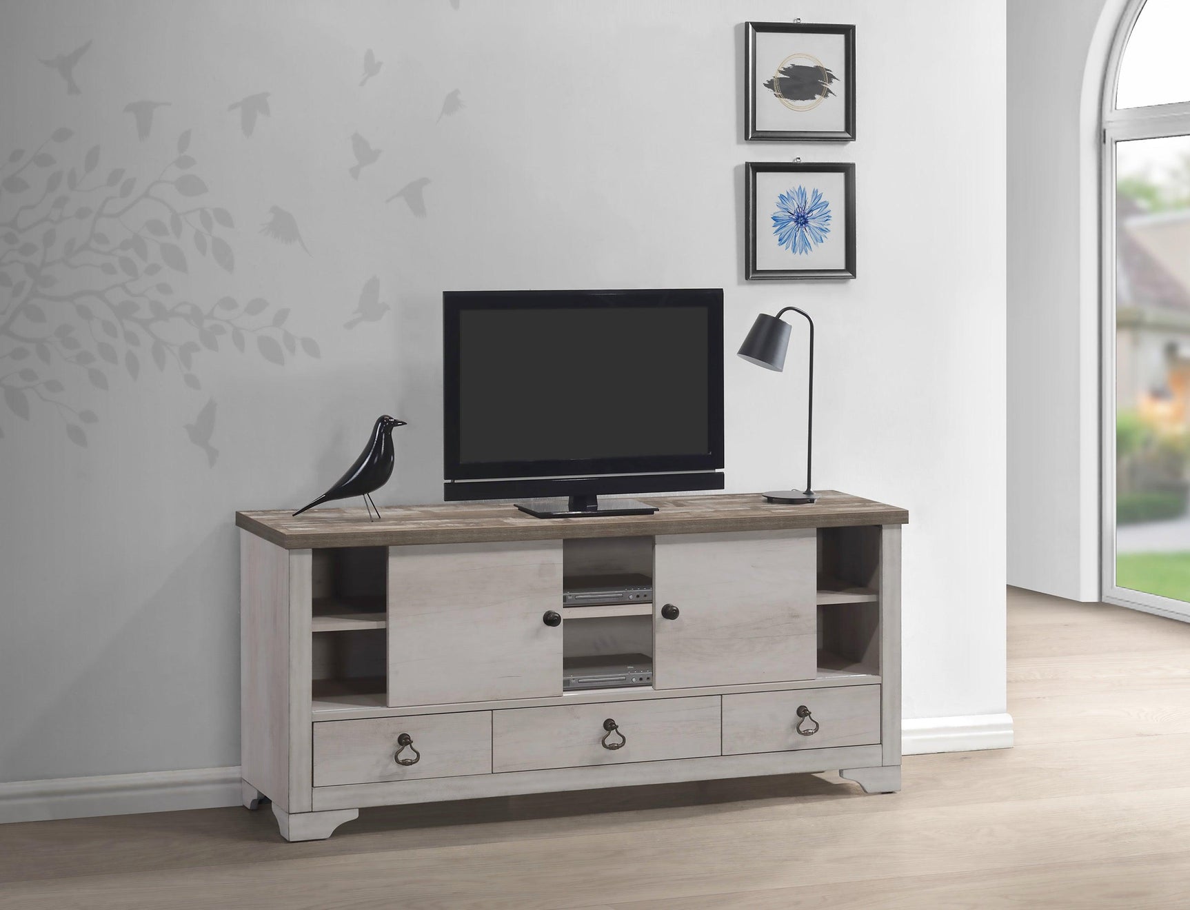 Patterson Driftwood Modern Sturdy, Wood King Panel Bed - Ella Furniture