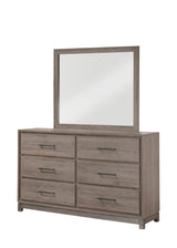 Side view of dresser in River Brown Upholstered Panel Bedroom Set