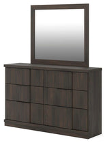 Shaehartin Dark Brown Dresser and Mirror angled view