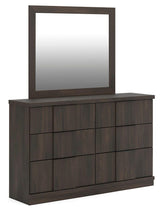 Shaehartin Dark Brown Dresser and Mirror angled view