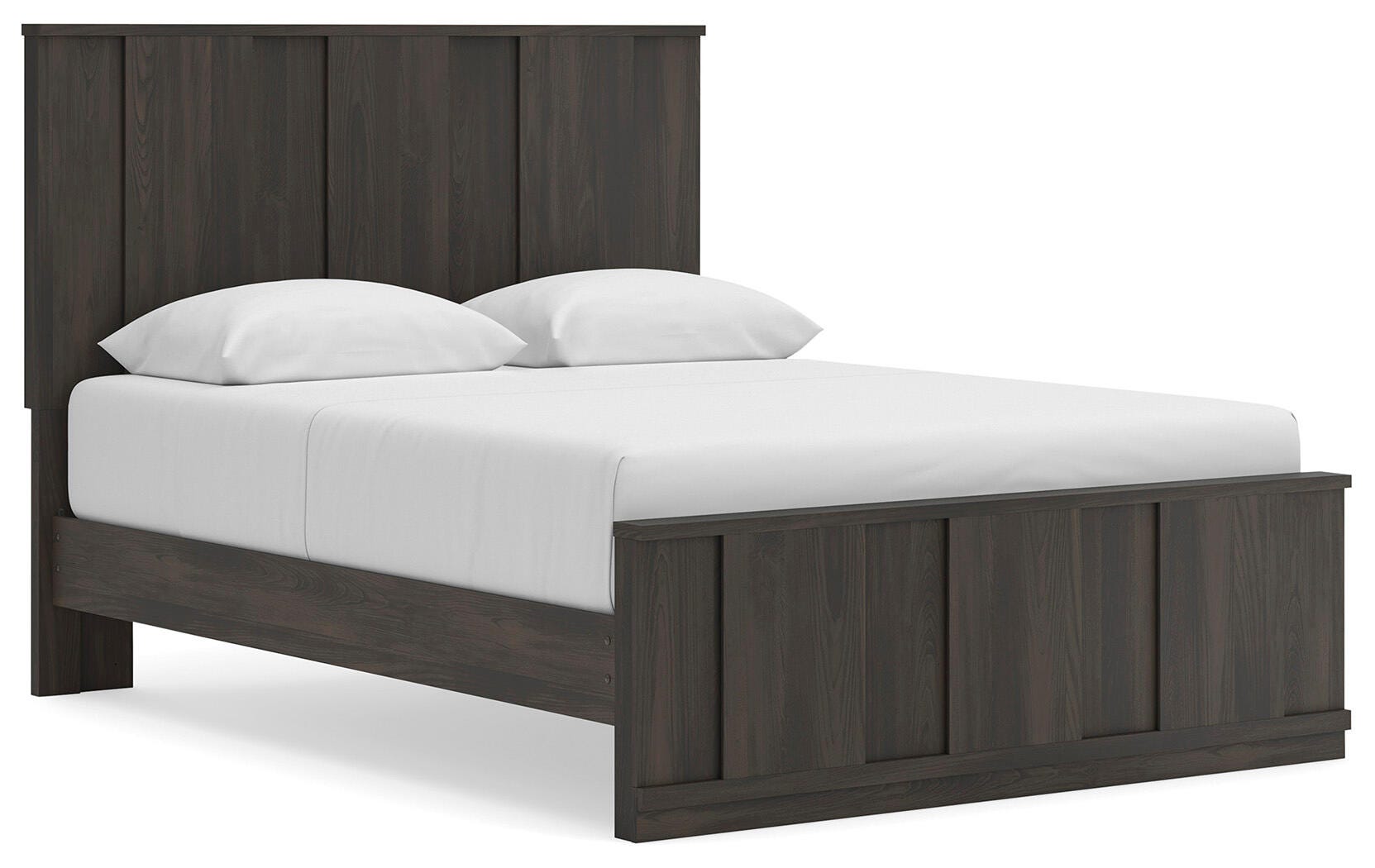 Shaehartin Dark Brown Queen Panel Platform Bed angled view