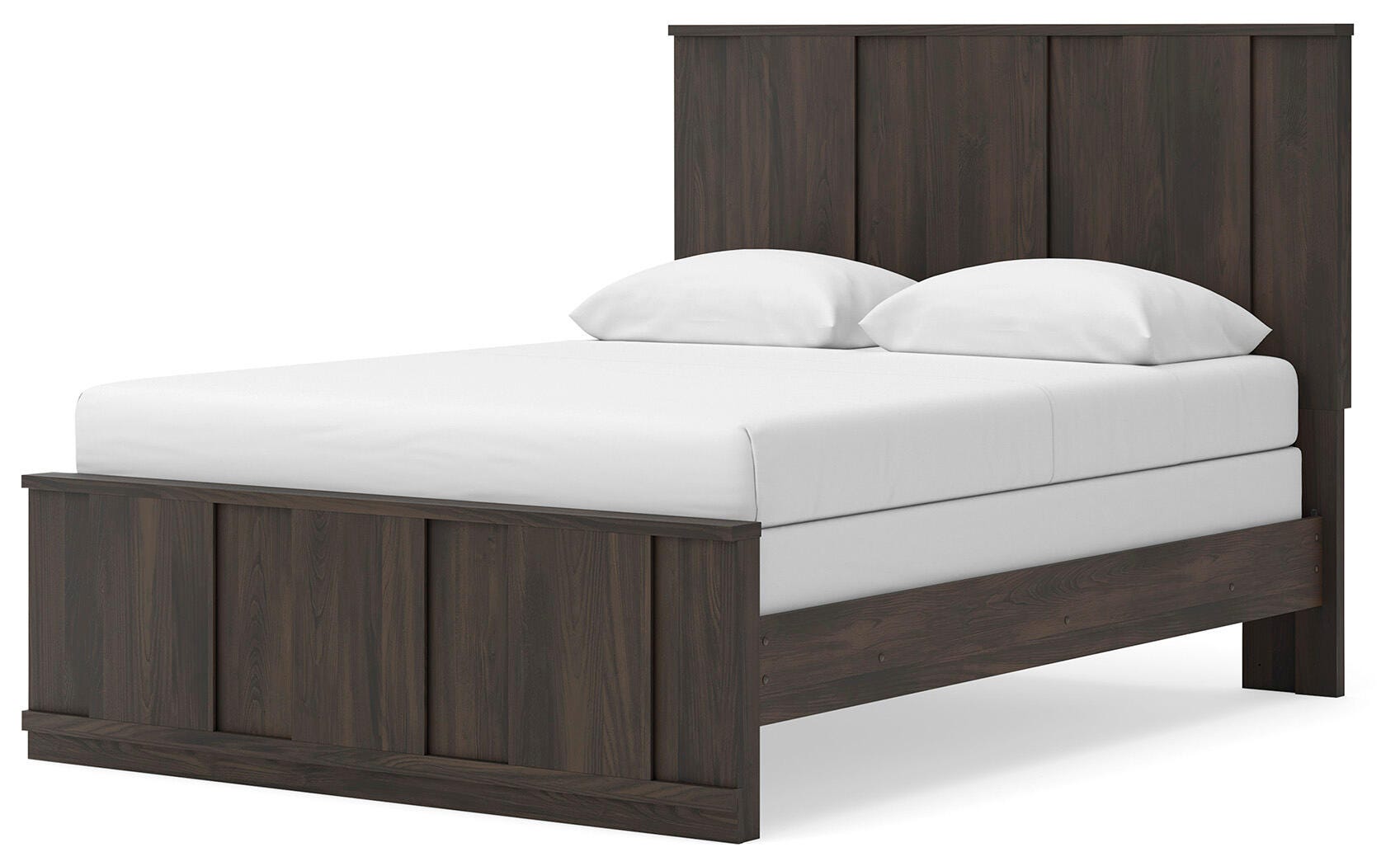 Shaehartin Dark Brown Queen Panel Bed angled view
