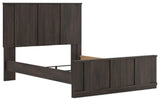 Shaehartin Dark Brown Queen Panel Bed angled view