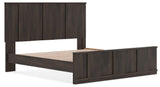 Shaehartin Dark Brown King Panel Platform Bed angled view