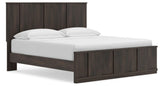 Shaehartin Dark Brown King Panel Platform Bed angled view