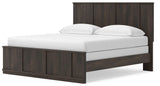 Shaehartin Dark Brown King Panel Bed angled view