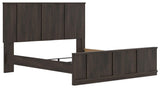 Shaehartin Dark Brown King Panel Bed angled view