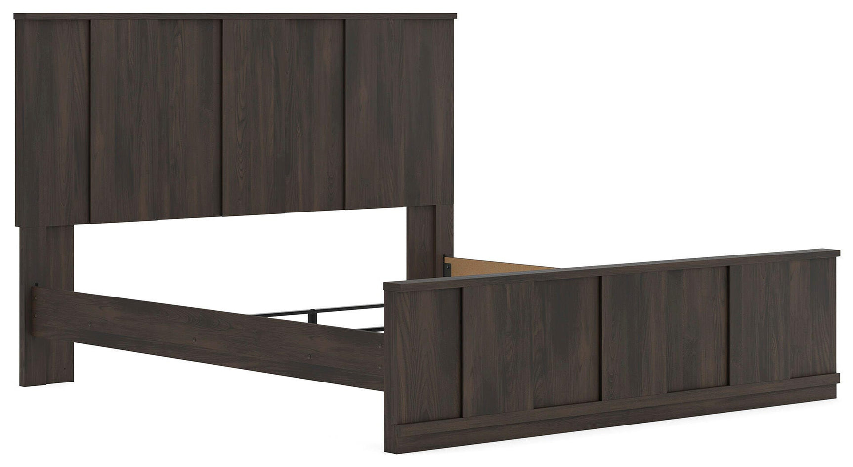 Shaehartin Dark Brown King Panel Bed angled view