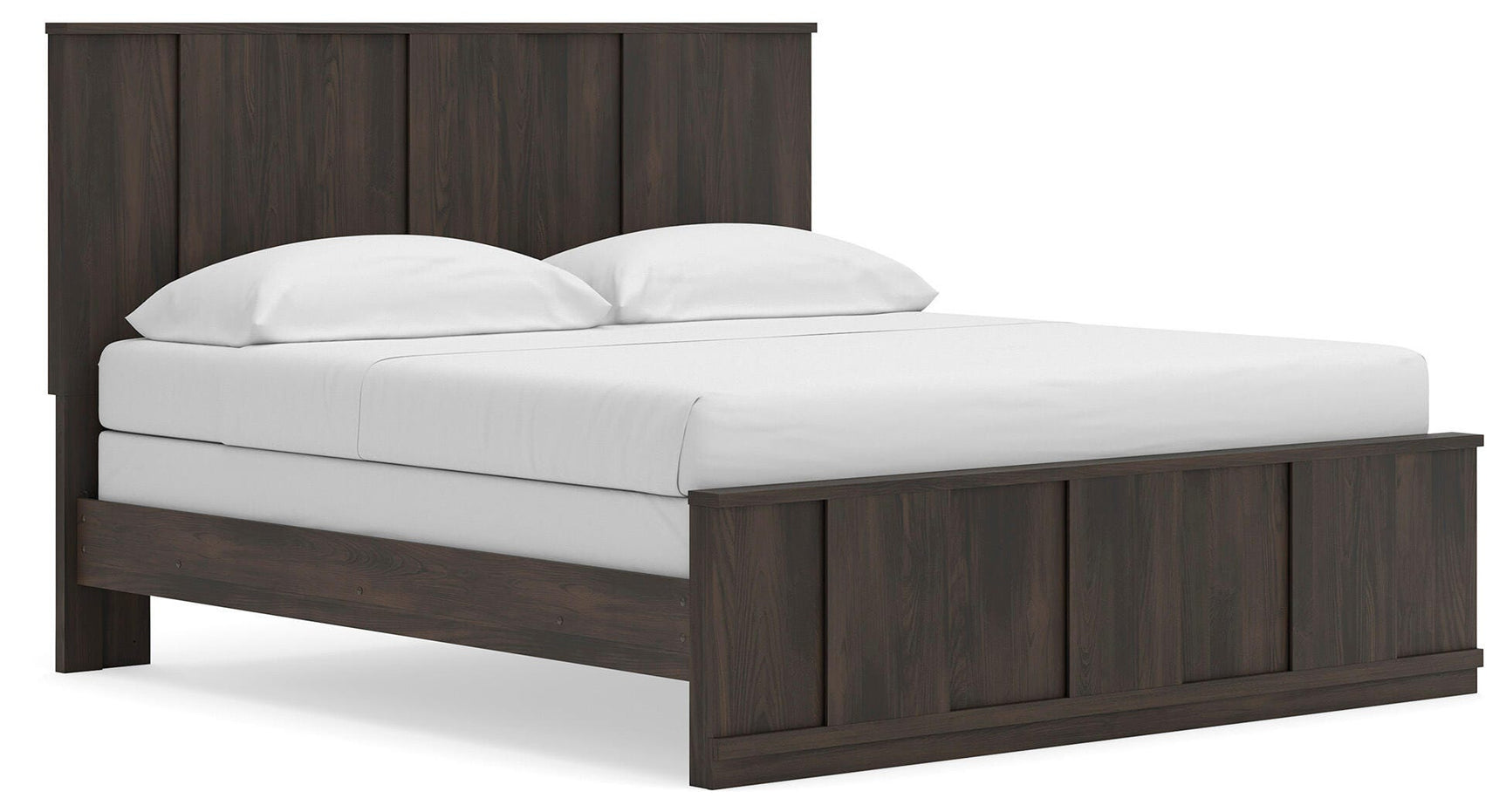 Shaehartin Dark Brown King Panel Bed angled view