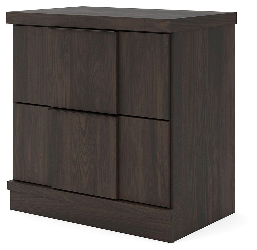 Shaehartin Dark Brown Nightstand angled view