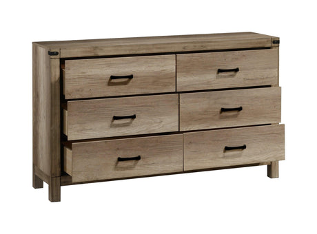 Matteo tall night stand with rustic woodgrain melamine finish