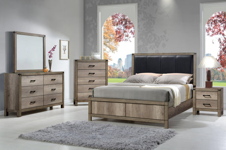 Matteo Tall Night Stand with melamine finish and black metal frame