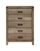 Matteo Chest Melamine, Contemporary Sleek And Modern Wood, Black Metal 5 Drawers - Ella Furniture