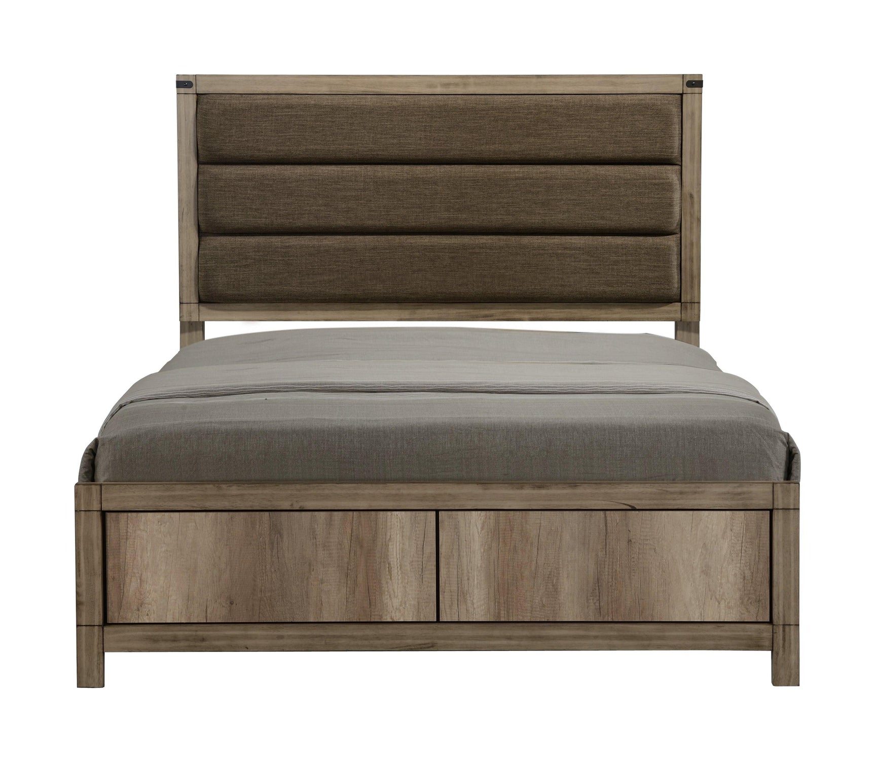 Matteo Melamine Sleek and Modern Contemporary Wood King Fabric Upholstered Panel Bed - Ella Furniture
