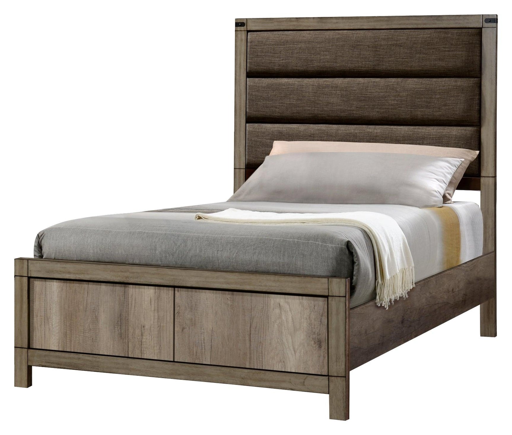 Matteo Dresser Melamine, Contemporary Rustic Woodgrain, Kenlin 6 Drawers Glides - Ella Furniture