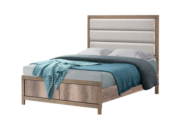 Matteo Light Brown Upholstered Panel Full Bed from Decor Furniture