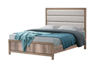 Matteo Light Brown Upholstered Panel Queen Bed from Decor Furniture