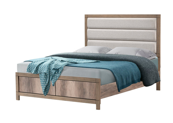 Matteo Light Brown Upholstered Panel Queen Bed from Decor Furniture