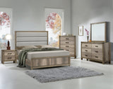 Matteo Light Brown Upholstered Panel King Bed view 2