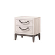 Front view of Veda Beige Modern Solid Wood Nightstand with 2 Drawers