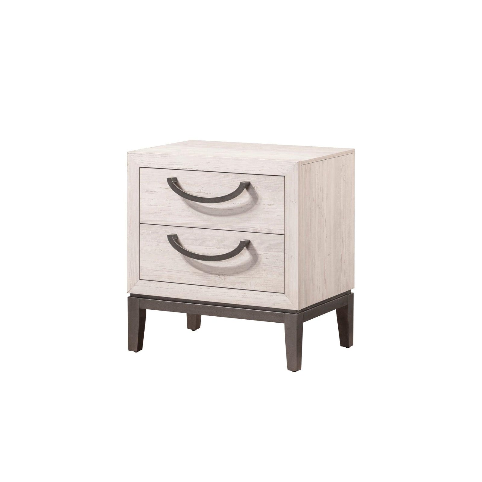 Veda Beige Modern Contemporary Solid Wood And Veneers 2-Drawers Night Stand - Ella Furniture
