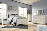 Bellaby Whitewash Queen Crossbuck Panel Bed wood grain finish close-up