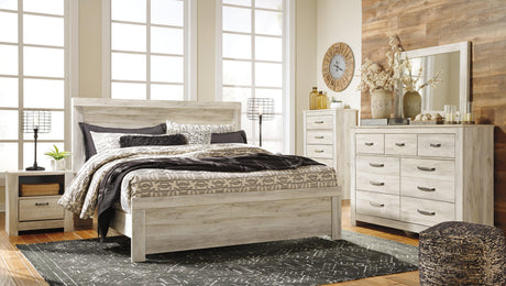 Bellaby Whitewash King Panel Bed dimensional diagram