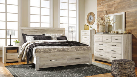 Bellaby Whitewash King Platform Bed Whitewash Grain Detail