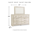 Bellaby Whitewash Platform Bedroom Set dimension view