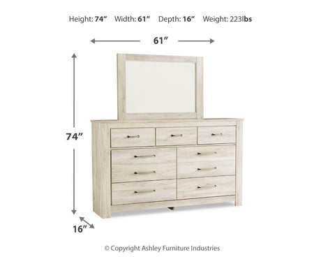 Bellaby Whitewash Dresser and Mirror - dimension schematic illustration