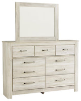 Bellaby Whitewash Dresser and Mirror - brushed nickel hardware close-up
