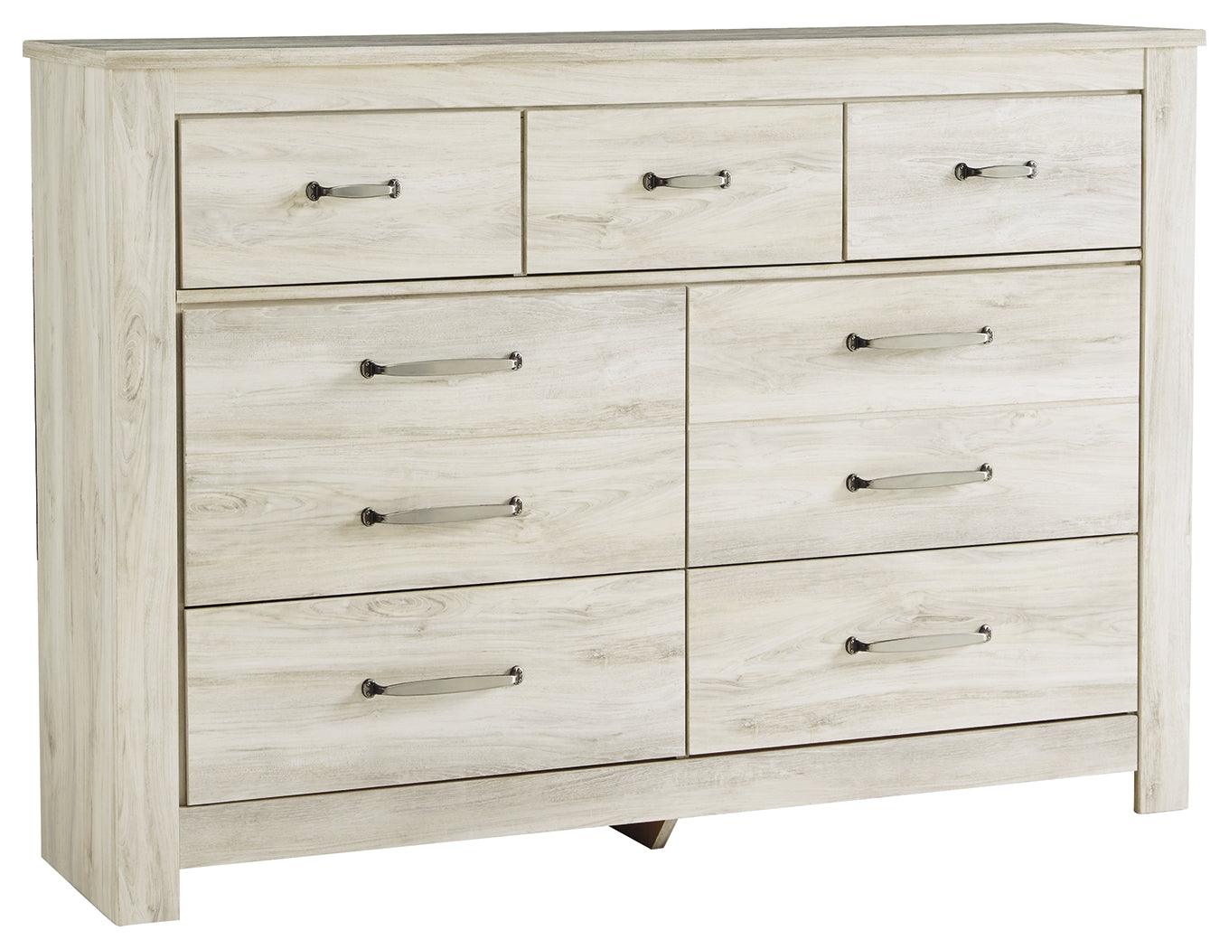 Detail of brushed nickel-tone hardware on Bellaby Dresser