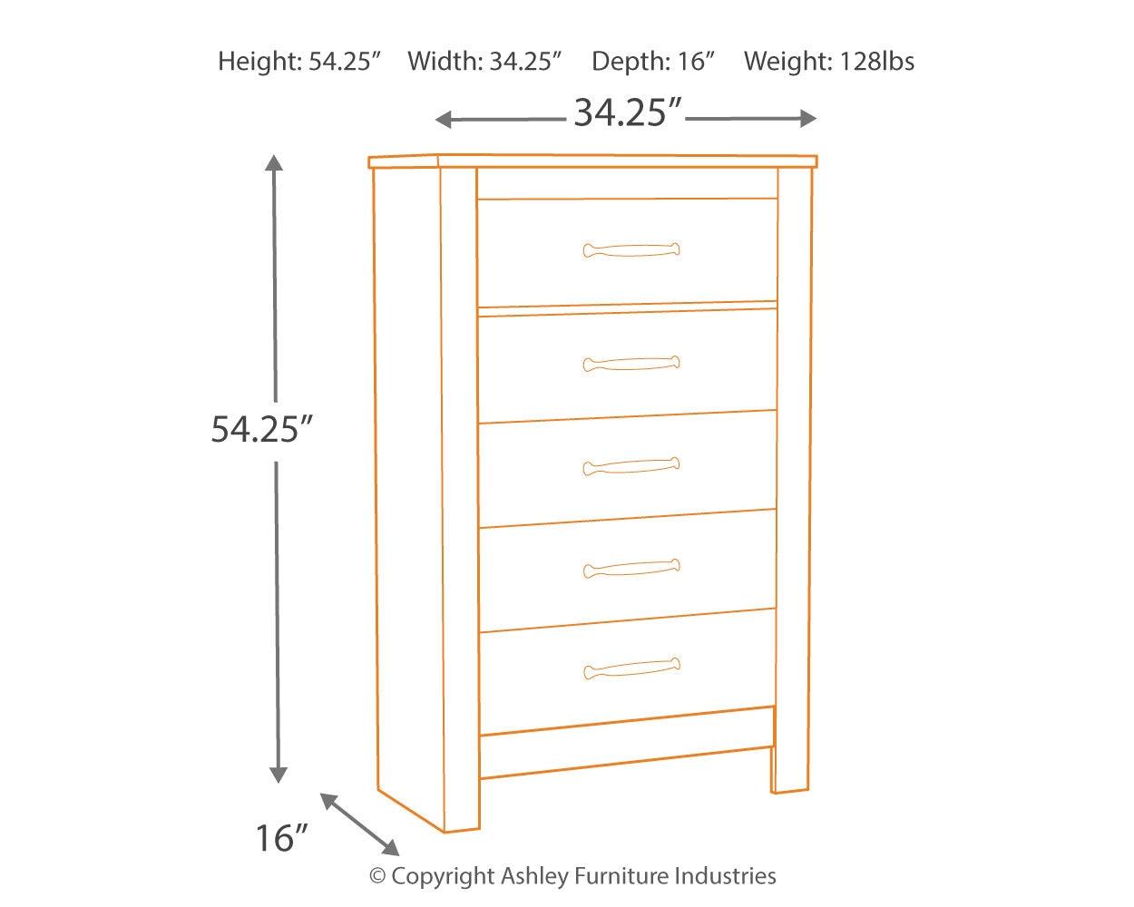 Dimension diagram of Bellaby Chest of Drawers