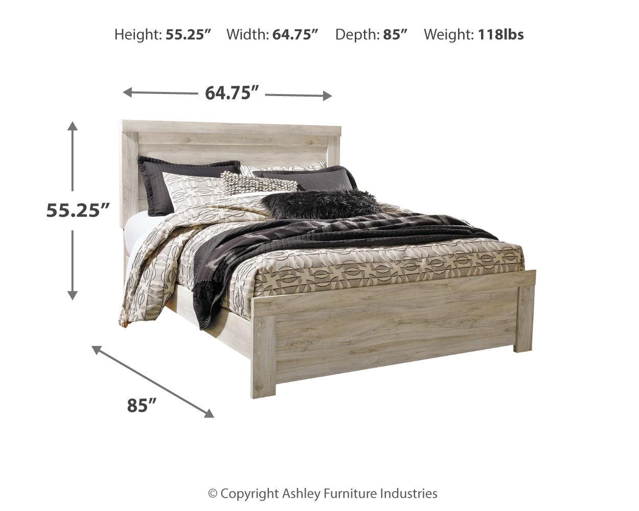 Bellaby Whitewash Queen Panel Bed dimension illustration