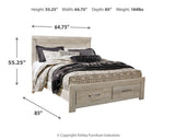 Bellaby Whitewash Platform Bedroom Set dimension view