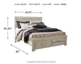 Dimension diagram of Bellaby Queen Platform Bed